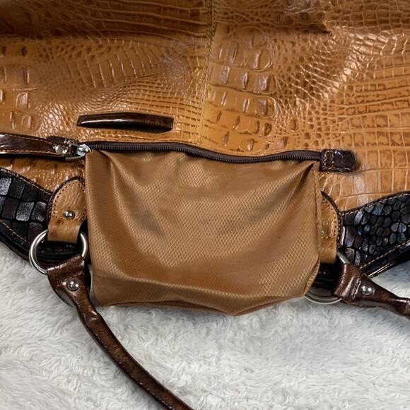 MC Marc Chantel Croco embossed large leather satchel shoulder bag - Picture 14 of 15